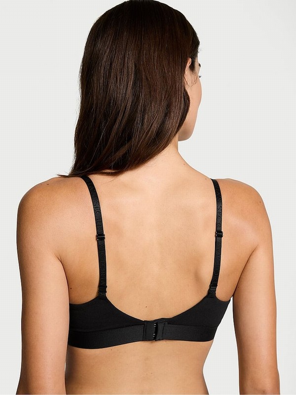 Black Victoria Secret Non WiLightly Lined Shine Patch Bras | AYDXH8497