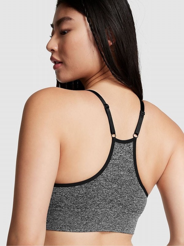 Black Victoria Secret Non WiLightly Lined Seamless Low Impact Sports Bra | VTWPI5910