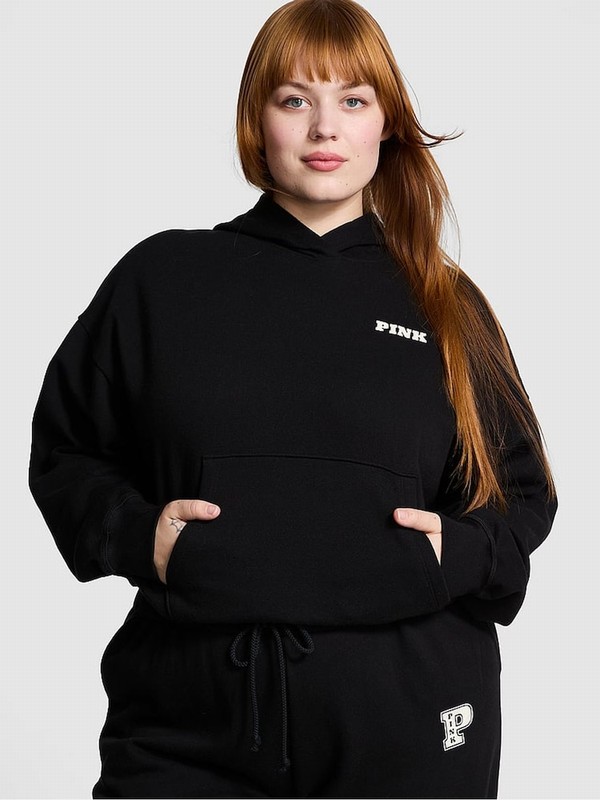 Black Victoria Secret Oversized Pullover Fleece Hoodie | RYZVU1045