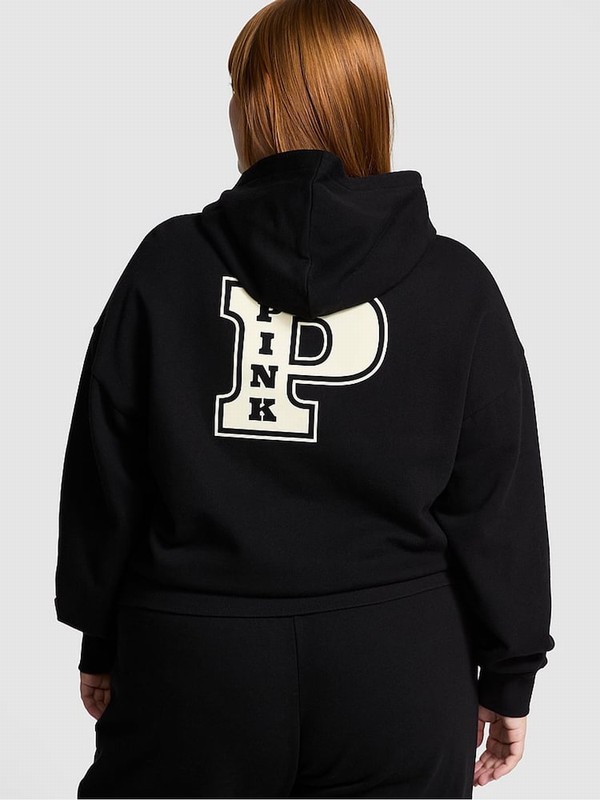 Black Victoria Secret Oversized Pullover Fleece Hoodie | RYZVU1045