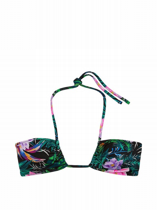 Black Victoria Secret Palm Halter Bikini Top | IJTBY7620