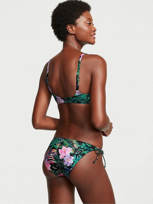 Black Victoria Secret Palm Tie Side Bikini Bottom | PTJXF9217