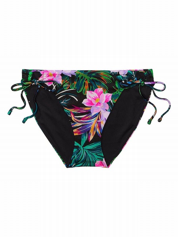 Black Victoria Secret Palm Tie Side Bikini Bottom | PTJXF9217