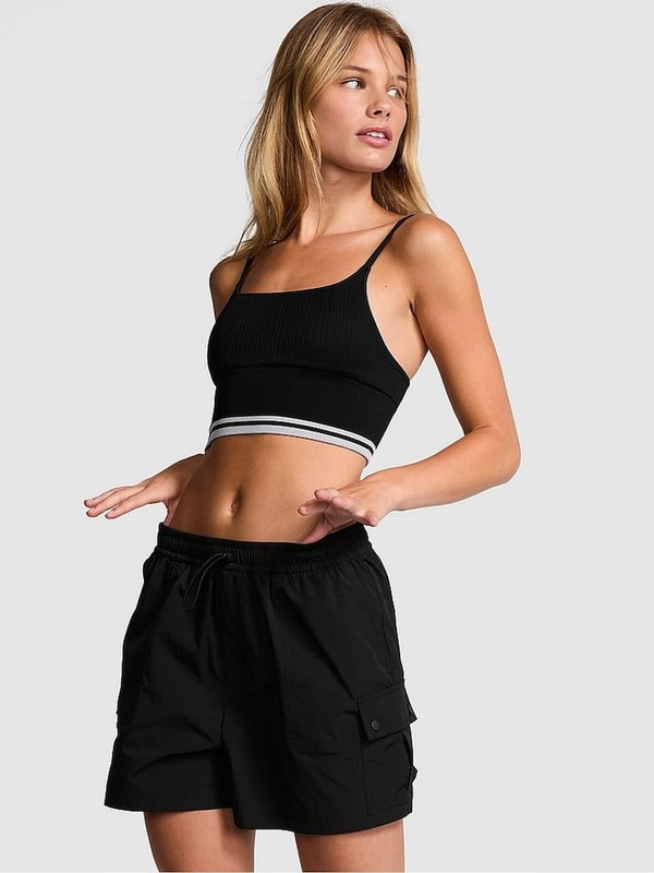 Black Victoria Secret Parachute Cargo Shorts | XOSFR0154