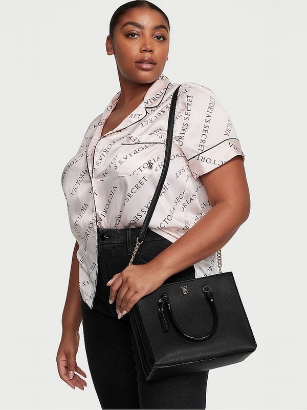 Black Victoria Secret Pebble Satchel Shoulder Bags | IEGAY8251