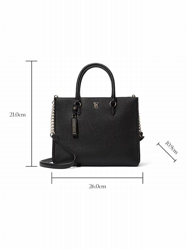 Black Victoria Secret Pebble Satchel Tote Bags | NVWSF1597