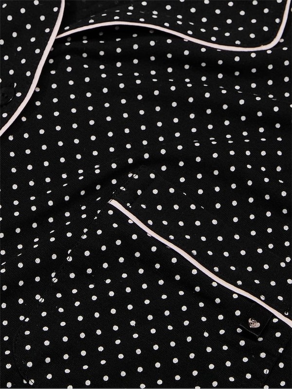 Black Victoria Secret Pin Dot Modal Long Nightwear | OVNHZ7860