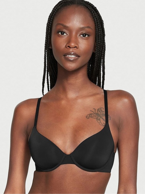 Black Victoria Secret Plain Demi Lightly Lined Bras | RNASC4659