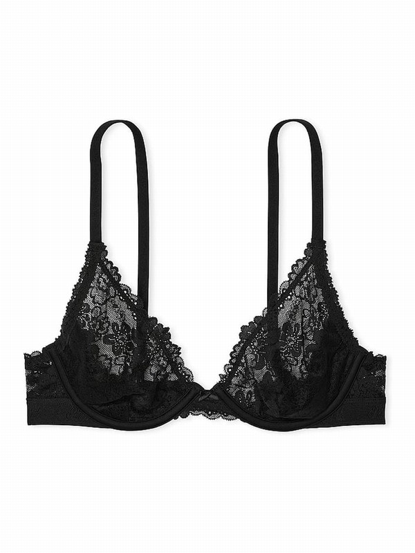 Black Victoria Secret Plunge Lace Bras | OXDTS4903
