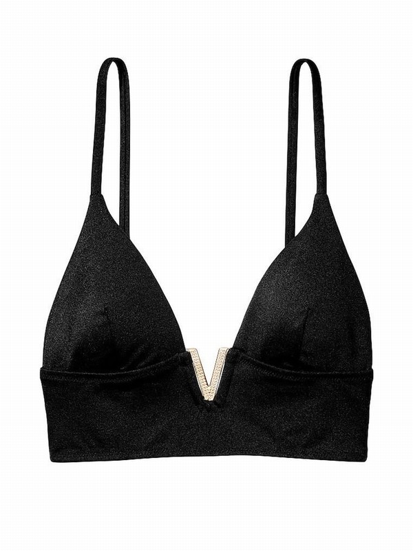 Black Victoria Secret Plunge Triangle Bikini Top | IEWUB7204