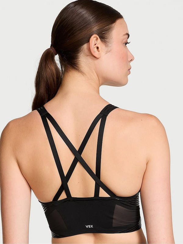 Black Victoria Secret Plunge VSX Elevate™ Contour Low Impact Sports Bra | LHNAS0319