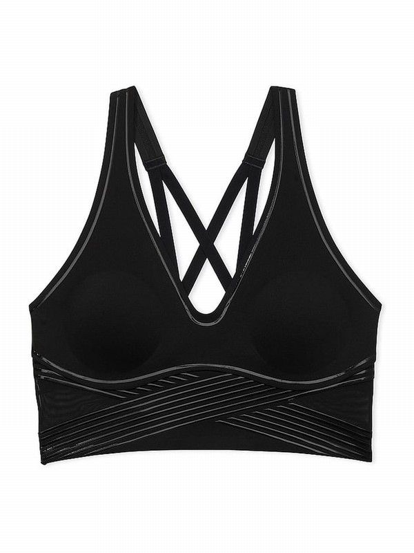 Black Victoria Secret Plunge VSX Elevate™ Contour Low Impact Sports Bra | LHNAS0319