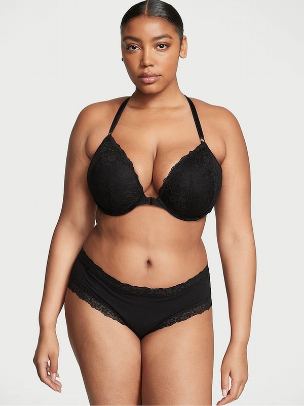 Black Victoria Secret Posey Lace Underwear | JZXBA4205