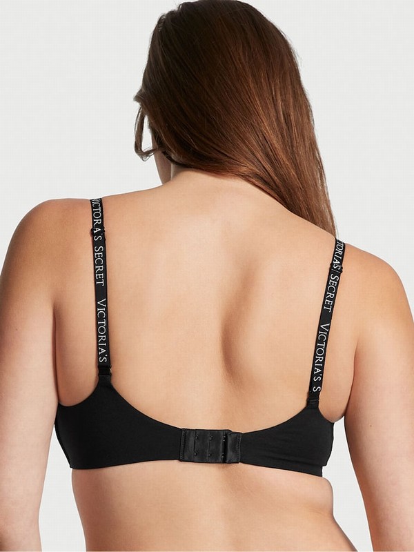 Black Victoria Secret Print Logo Non WiLightly Lined Bras | QULSK8706