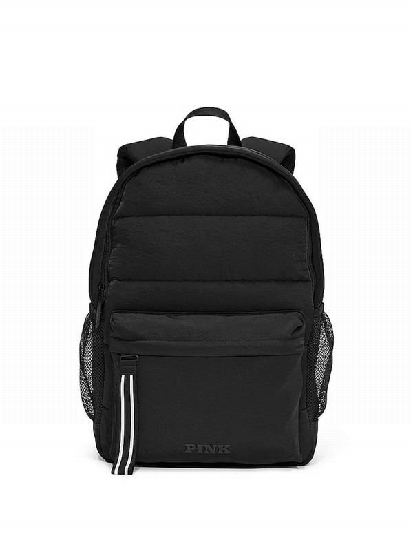 Black Victoria Secret Puffer Backpacks | LHCTM4639