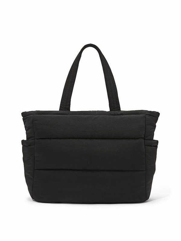 Black Victoria Secret Puffer Tote Bags | HYMFK1854