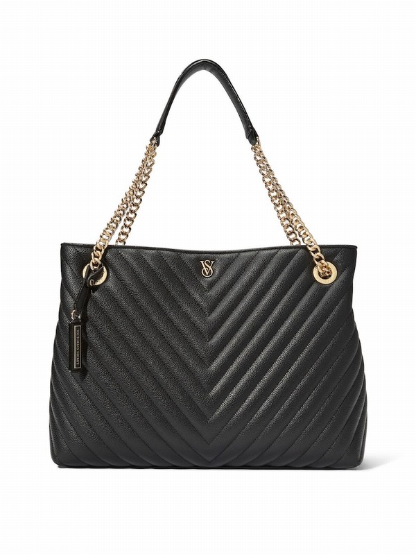 Black Victoria Secret Puffer Tote Bags | XFURD6159