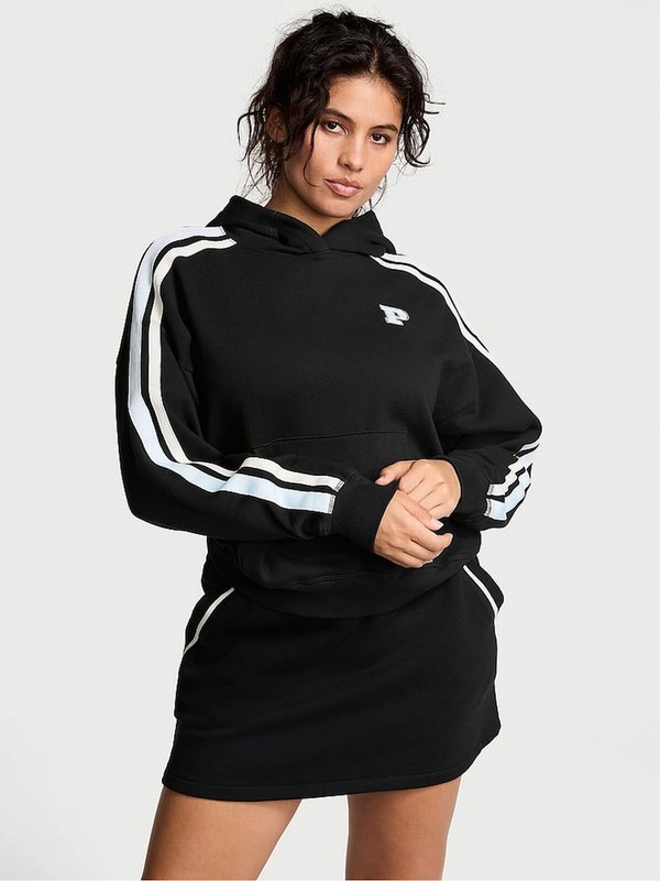 Black Victoria Secret Pullover Fleece Hoodie | WCOXK8235