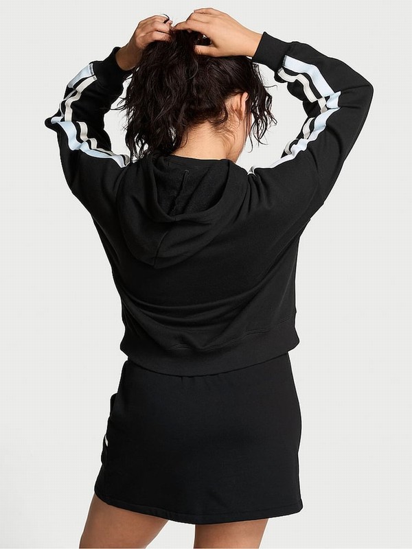 Black Victoria Secret Pullover Fleece Hoodie | WCOXK8235