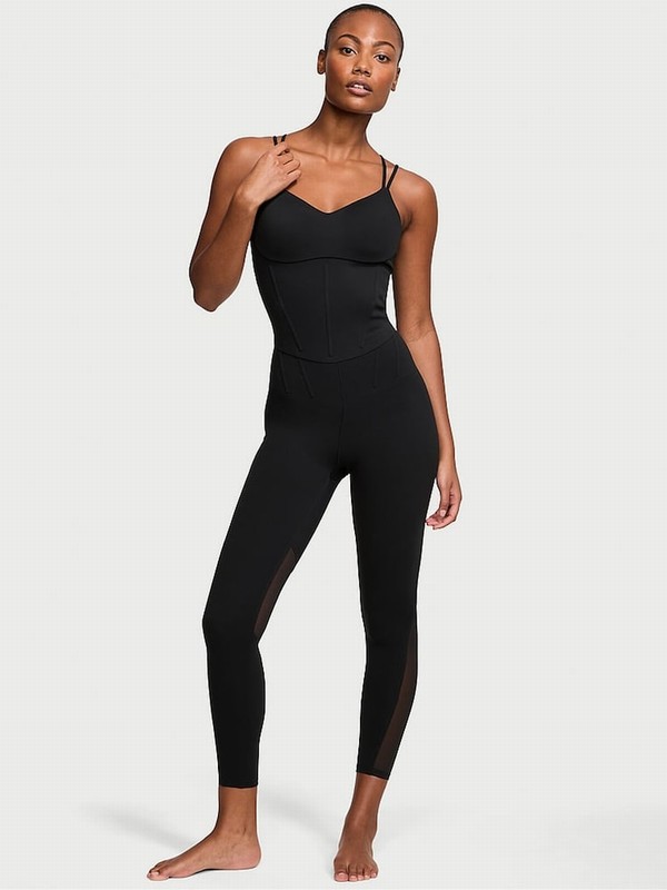 Black Victoria Secret Pure 7/8 Length VS Elevate Corset Leggings | VCDOM5276