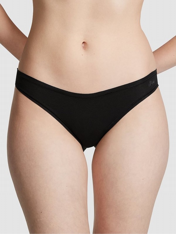 Black Victoria Secret Pure Bikini Cotton Underwear | SQCRV8316