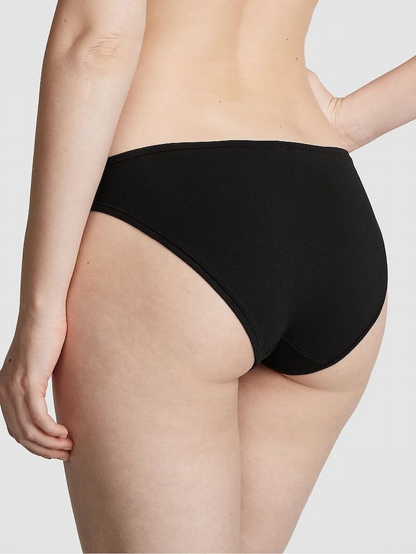 Black Victoria Secret Pure Bikini Cotton Underwear | SQCRV8316