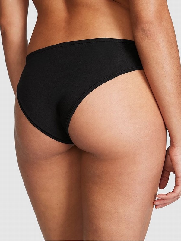 Black Victoria Secret Pure Cheeky Cotton Cheeky Underwear | FASDL8274