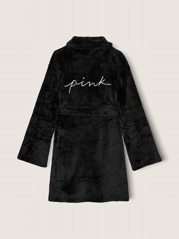 Black Victoria Secret Pure Cosy Long Sleeveing Gown Nightwear | QMHZI7061