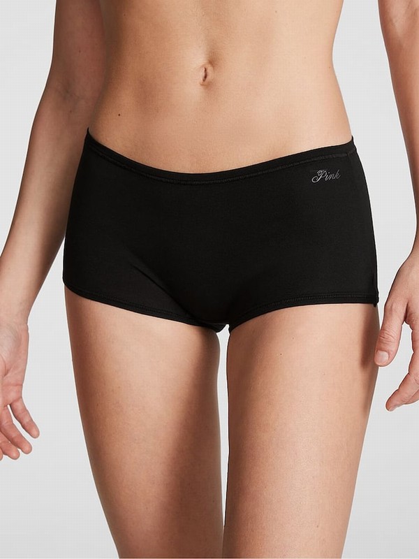 Black Victoria Secret Pure Cotton Boyshort Underwear | KUXQO1062
