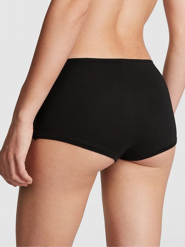 Black Victoria Secret Pure Cotton Boyshort Underwear | KUXQO1062