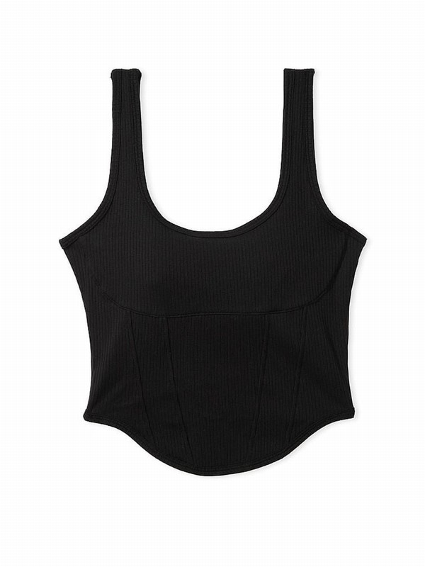 Black Victoria Secret Pure Cotton Corsetlette Lingerie | DRWXC0147