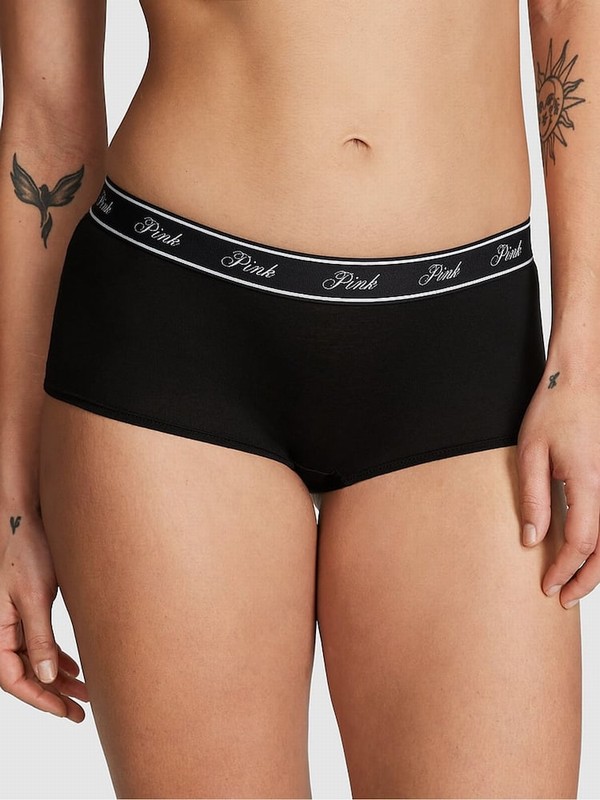 Black Victoria Secret Pure Cotton Logo Underwear | DYZMB8093