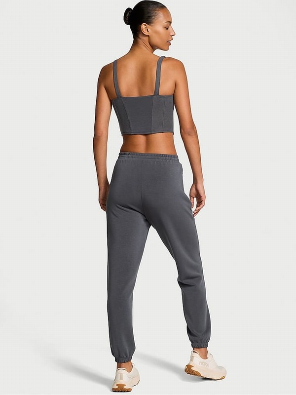 Black Victoria Secret Pure Cuffed VSX Featherweight Knit Joggers | GQBWH5917
