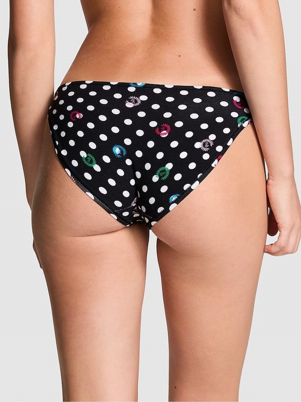 Black Victoria Secret Pure Dot Bikini Cotton Underwear | BJOCZ7310
