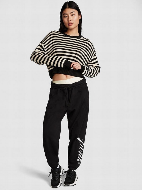 Black Victoria Secret Pure Fleece Joggers | KORFM3682
