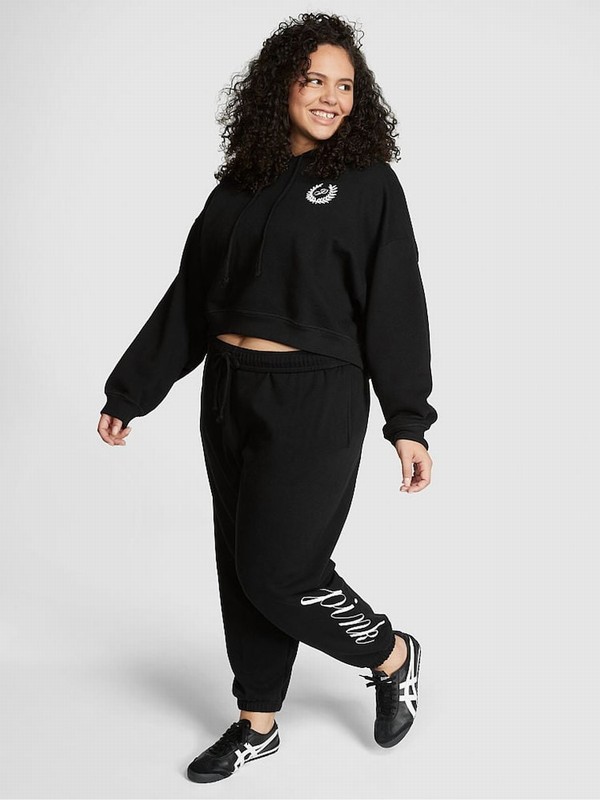 Black Victoria Secret Pure Fleece Joggers | KORFM3682