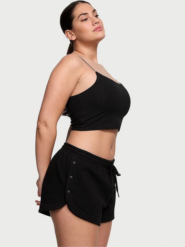Black Victoria Secret Pure Fleece Popper Shorts | MVJPK0864