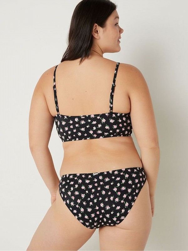 Black Victoria Secret Pure Floral Brief Bikini Bottom | SYNUX2917