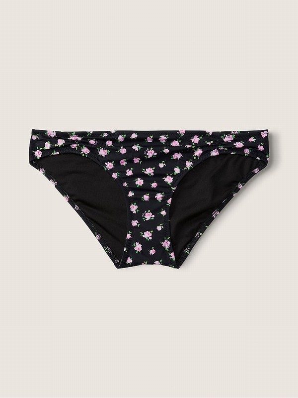 Black Victoria Secret Pure Floral Brief Bikini Bottom | SYNUX2917