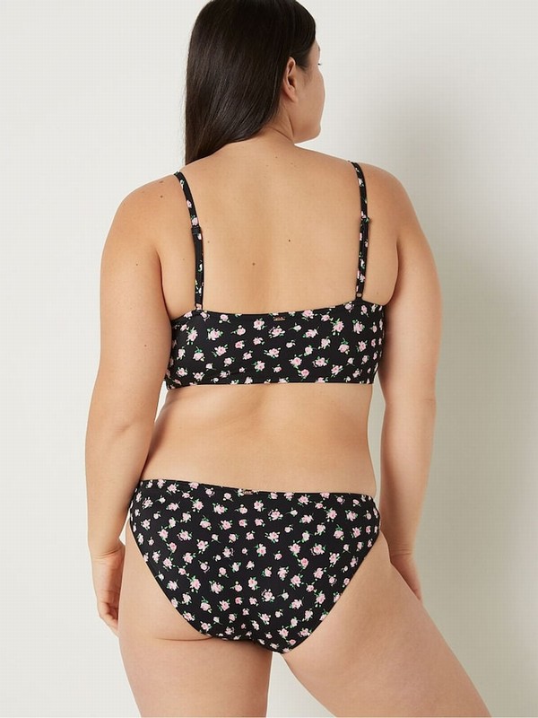 Black Victoria Secret Pure Floral Cutout Bikini Top | DHEOM2087