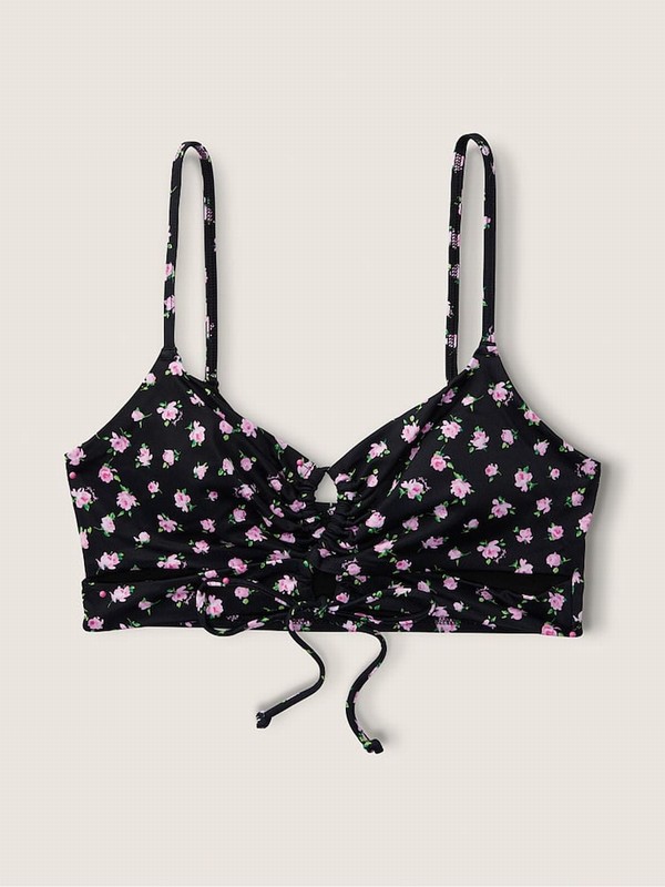 Black Victoria Secret Pure Floral Cutout Bikini Top | DHEOM2087