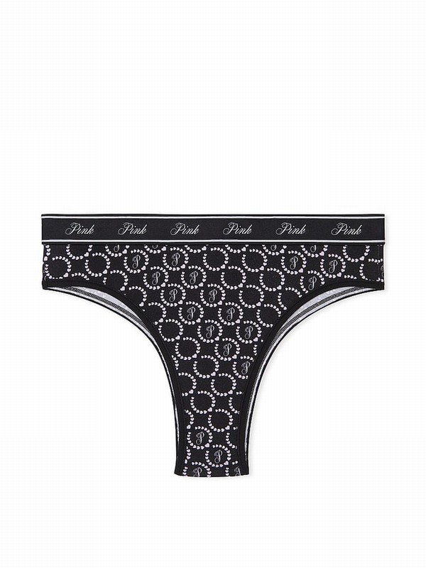 Black Victoria Secret Pure Heartszilian Cotton Logo Underwear | REKWQ6580