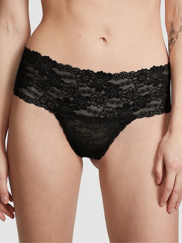 Black Victoria Secret Pure High Leg Floral Lace Underwear | BPKEQ7980