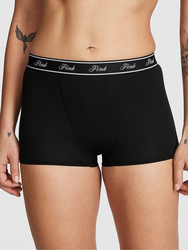 Black Victoria Secret Pure High Waist Cotton Logo Underwear | WFEHP8091