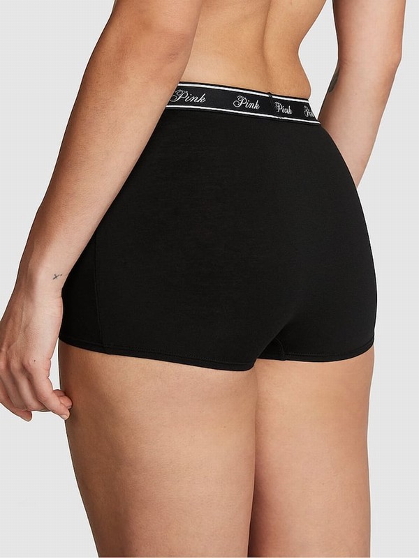 Black Victoria Secret Pure High Waist Cotton Logo Underwear | WFEHP8091