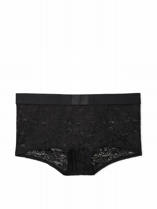 Black Victoria Secret Pure Lace Logo Underwear | KWEAZ6475