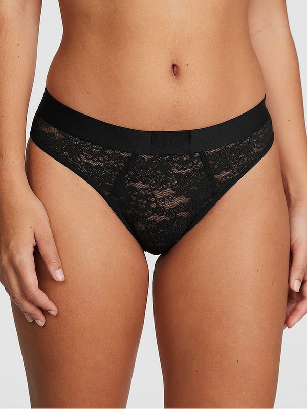 Black Victoria Secret Pure Lacezilian Logo Underwear | KSRIB7069