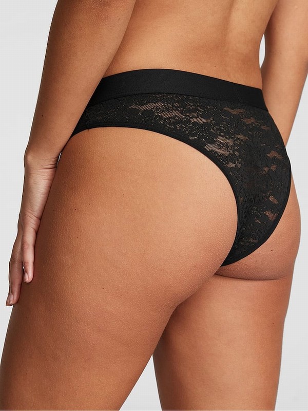Black Victoria Secret Pure Lacezilian Logo Underwear | KSRIB7069