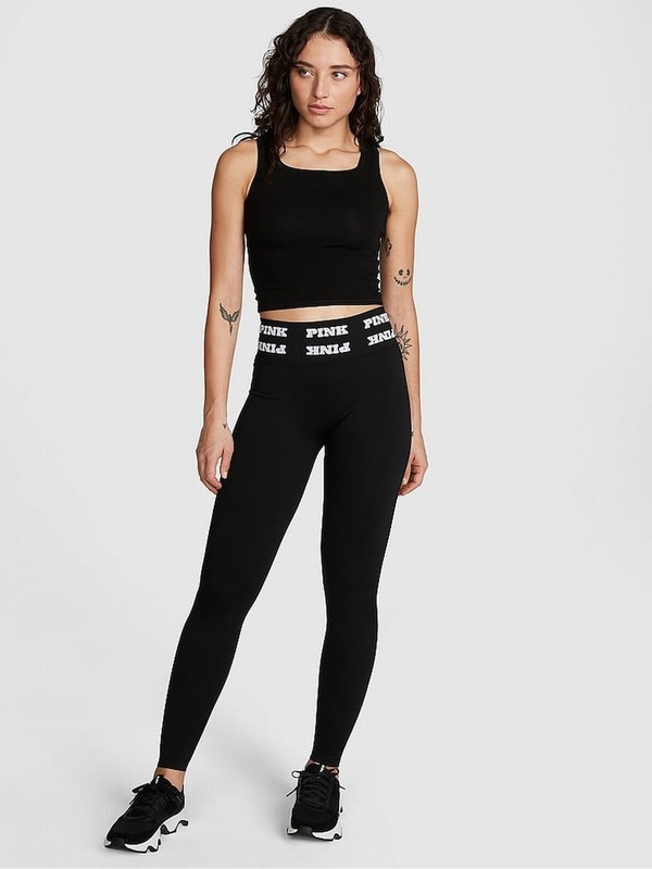 Black Victoria Secret Pure Logo Seamless Leggings | PGOAU2489