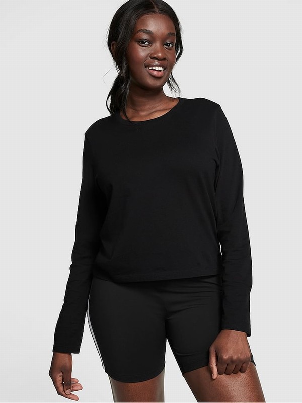 Black Victoria Secret Pure Long Sleeve Dreamer T Shirts | YPVMR4705